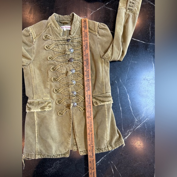 Free People Denim Seamed and Structured Military Jacket in Olive Green, Small - Picture 7 of 9